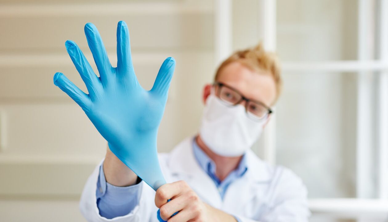 Doctors wear gloves during massage to prevent prostatitis